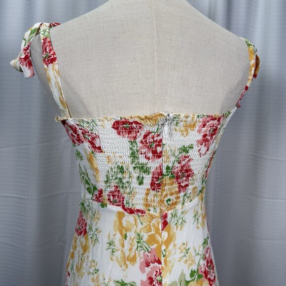 REFORMATION Nikita Floral Georgette Midi Dress Winona Women's Size 6 Bows Ruffle - Picture 5 of 11